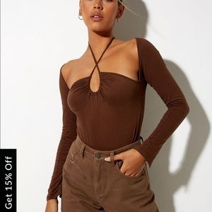 Motel Rocks “LASIRA BODICE IN LYCRA COCOA” Body suit